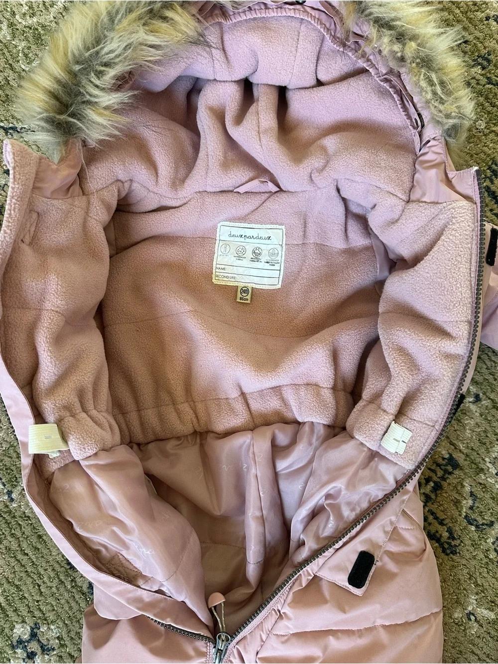 Deux par Deux | Puffy One Piece Baby Snowsuit in Dusty Pink